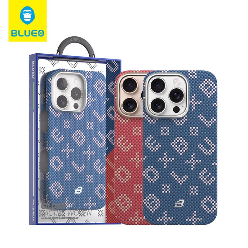 قاب Blueo بلو بافت Gilded Tactile Woven Aramid Fiber Magnetic Case